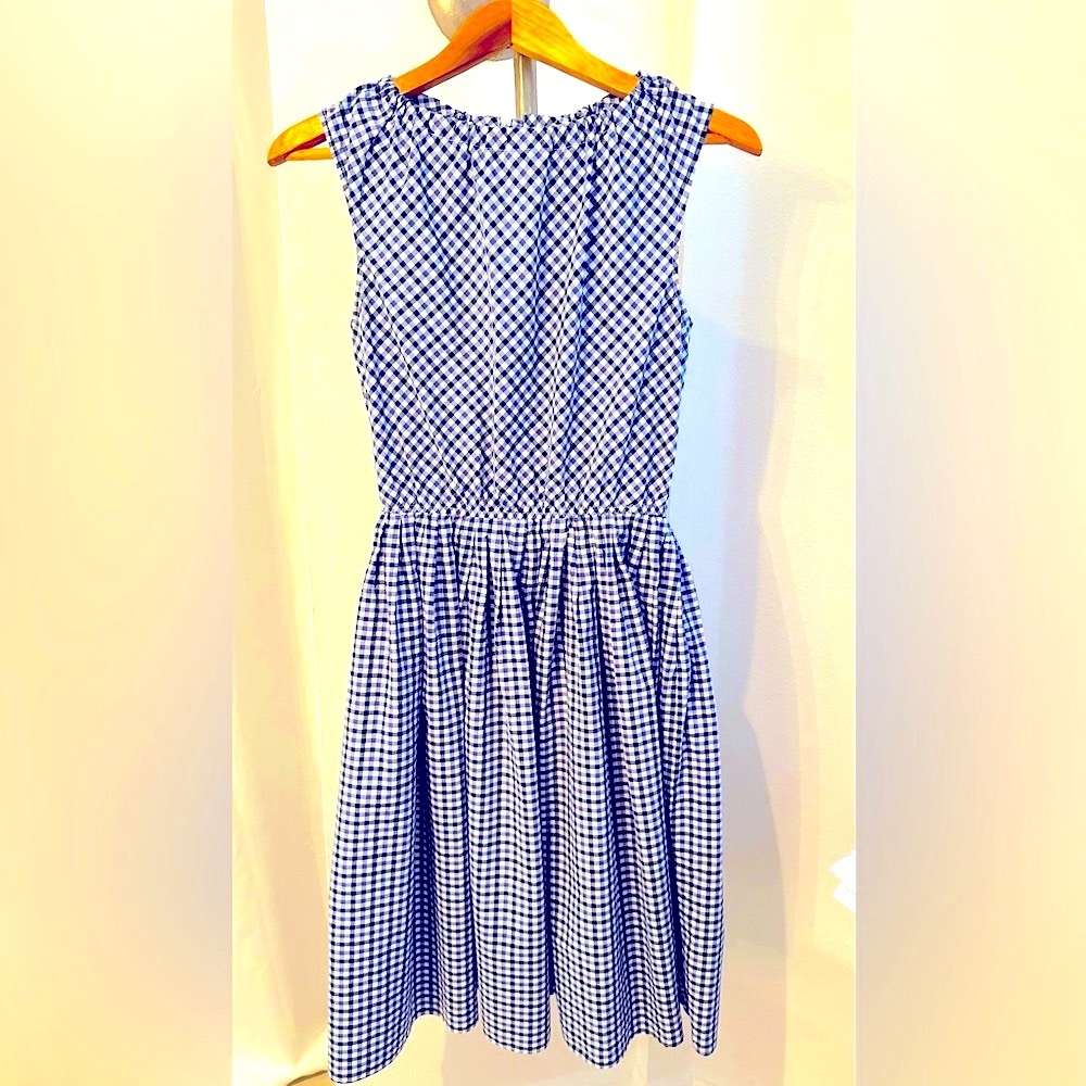 Cotton Gingham Checkered Dress garden party modest dress size S farm sleeveless